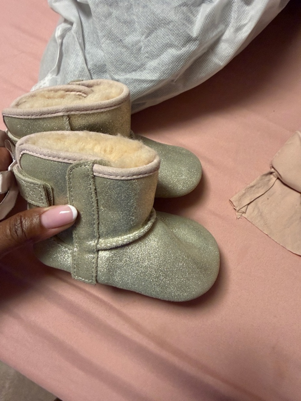 UGG Kids Sparkle Light Green Glitter Boots